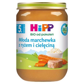 HiPP BIO Młoda marchewka z ryżem i cielęciną po 5. miesiącu 190 g