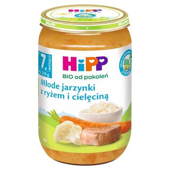 HiPP BIO Młode jarzynki z ryżem i cielęciną po 7. miesiącu 220 g