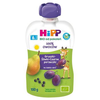 HiPP BIO Mus owocowy po 6. miesiącu gruszki-śliwki-czarne porzeczki 100 g