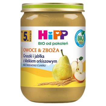 HiPP BIO Owoce & Zboża Gruszki i jabłka z kleikiem orkiszowym po 5. miesiącu 190 g