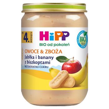 HiPP BIO Owoce & Zboża Jabłka i banany z biszkoptami po 4. miesiącu 190 g