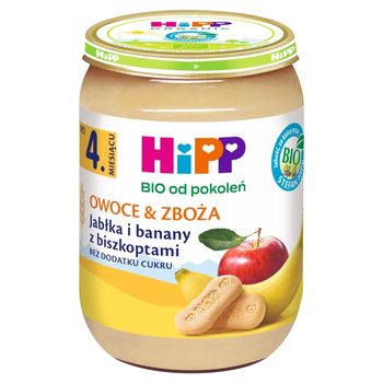 HiPP BIO Owoce & Zboża Jabłka i banany z biszkoptami po 4. miesiącu 190 g