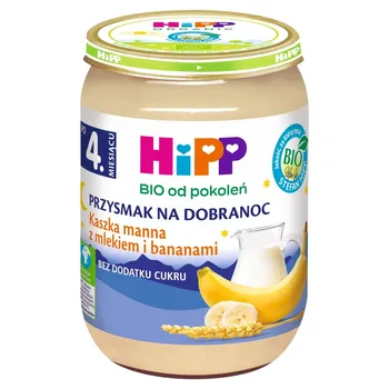 HiPP BIO Przysmak na Dobranoc Kaszka manna z mlekiem i bananami po 4. miesiącu 190 g