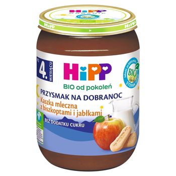 HiPP BIO Przysmak na Dobranoc Kaszka mleczna z biszkoptami i jabłkami po 4. miesiącu 190 g