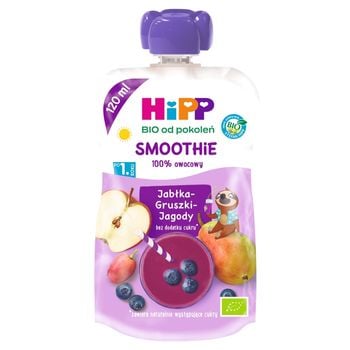 HiPP BIO Smoothie Mus z owoców i soków po 1. roku jabłka-gruszki-jagody 120 ml