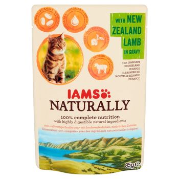 IAMS Naturally z nowozelandzką jagnięciną w sosie Karma dla dorosłych kotów 85 g