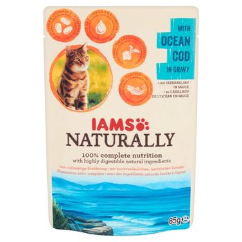 IAMS Naturally z oceanicznym dorszem w sosie Karma dla dorosłych kotów 85 g