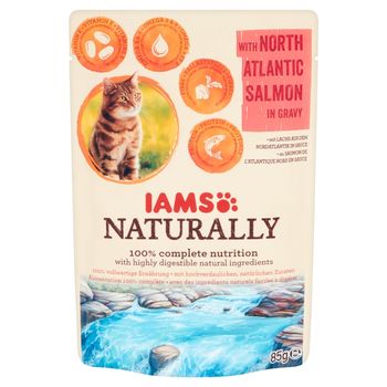 IAMS Naturally z północnoatlantyckim łososiem w sosie Karma dla dorosłych kotów 85 g