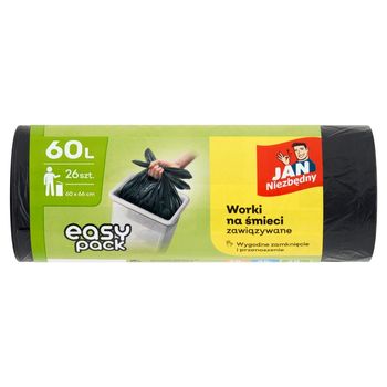 Jan Niezbędny Easy Pack Worki na śmieci zawiązywane 60 l 26 sztuki