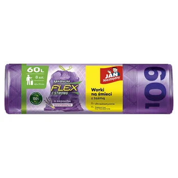 Jan Niezbędny Magnum Flex & Strong Worki na śmieci z taśmą o zapachu lawendowym 60 l 8 sztuk
