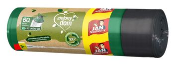 Jan Niezbędny Zielony Dom Worki na śmieci z recyklingu z taśmą 60l 10 szt.