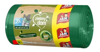 Jan Niezbędny Zielony Dom Worki na śmieci z recyklingu zawiązywane 35l 22 szt.
