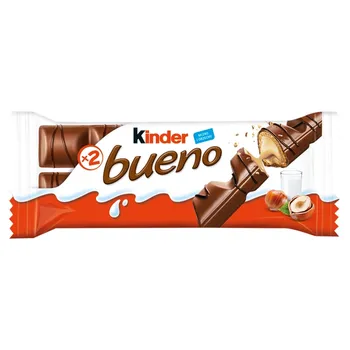 Kinder Bueno Wafel w mlecznej czekoladzie wypełniony mleczno-orzechowym nadzieniem 43 g (2 sztuki)