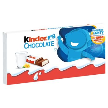 Kinder Chocolate Batonik z mlecznej czekolady z nadzieniem mlecznym 100 g (8 sztuk)