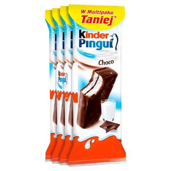 Kinder Pingui Choco Biszkopt z mlecznym nadzieniem pokryty czekoladą 120 g (4 x 30 g)