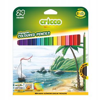 Kredki Cricco Trójkątne 24 Kolorów Mix