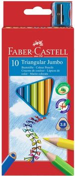 Kredki ołówkowe  jumbo trójkątne 10 kolorów + temperówka op. karton faber castell 116510 FC