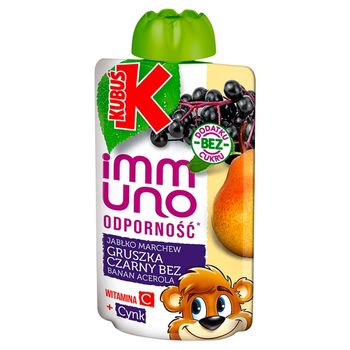 Kubuś Immuno Odporność Mus jabłko gruszka marchew banan acerola czarny bez 100 g