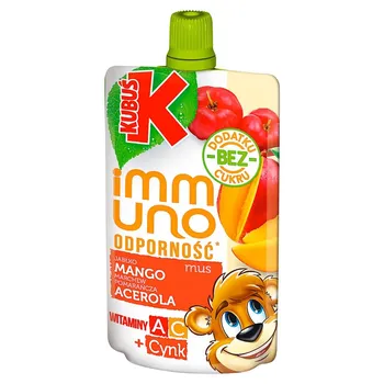 Kubuś Immuno Odporność Mus jabłko mango marchew pomarańcza acerola 100 g