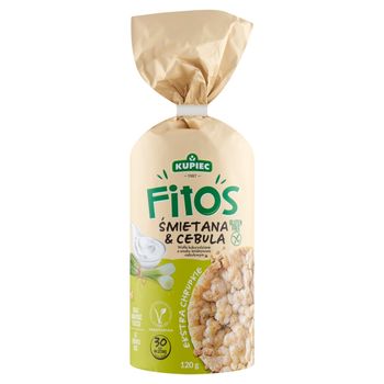 Kupiec Fitos Wafle kukurydziane o smaku śmietanowo-cebulowym 120 g (15 sztuk)