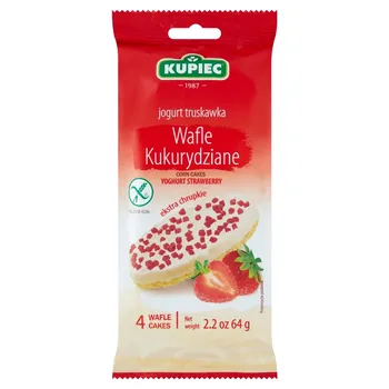 Kupiec Wafle kukurydziane jogurt truskawka 64 g (4 sztuki)
