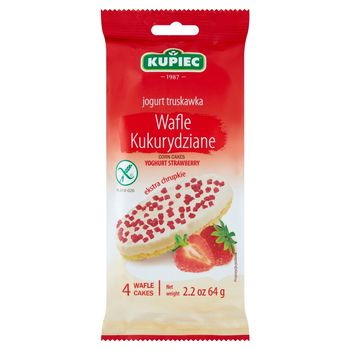 Kupiec Wafle kukurydziane jogurt truskawka 64 g (4 sztuki)