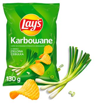 Lay's Chipsy ziemniaczane karbowane o smaku zielonej cebulki 130 g