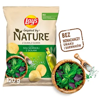 Lay's Inspired by Nature Chipsy ziemniaczane o smaku soli morskiej z ziołami 120 g