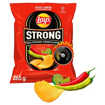 Lay's Strong Chipsy ziemniaczane karbowane o smaku ostrego chilli i limonki 265 g