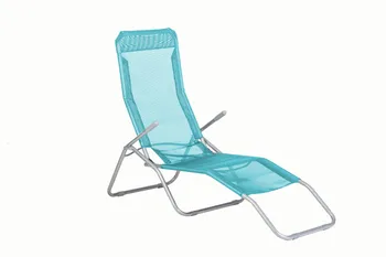 Leżak Plażowy Fotel Ogrodowy Składany Textilene Niebieski