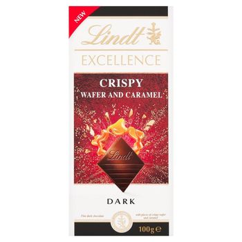 Lindt Excellence Gorzka czekolada z kawałkami kruchych wafelków i karmelu 100 g 