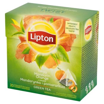 Lipton o smaku Mandarynka i pomarańcza Herbata zielona aromatyzowana 36 g (20 torebek)