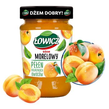 Łowicz Dżem morelowy o obniżonej zawartości cukrów 280 g
