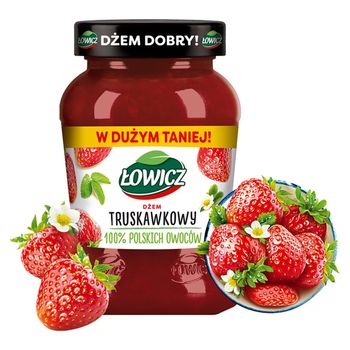 Łowicz Dżem truskawkowy o obniżonej zawartości cukrów 450 g