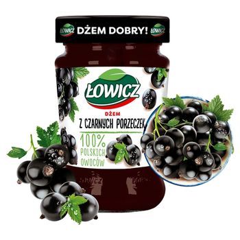 Łowicz Dżem z czarnych porzeczek o obniżonej zawartości cukrów 280 g