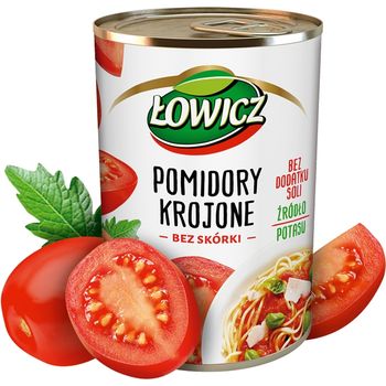 Łowicz Pomidory krojone bez skórki 400 g