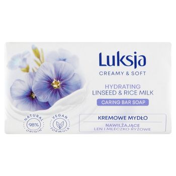 Luksja Creamy & Soft Kremowe mydło nawilżające len i mleczko ryżowe 90 g