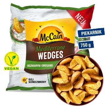 McCain Mediterrane Wedges Cząstki ziemniaczane ze skórką rozmaryn i oregano 750 g