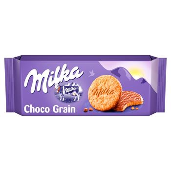 Milka Choco Grain Ciastka z płatkami owsianymi oblane czekoladą mleczną 126 g