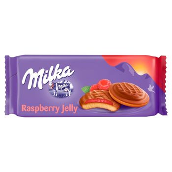 Milka Choco Jaffa Biszkopty z galaretką o smaku malinowym oblewane czekoladą mleczną 147 g