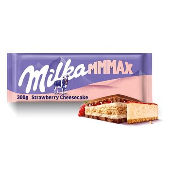 Milka Mmmax Czekolada mleczna o smaku sernika truskawkowego 300 g