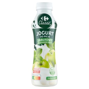 Carrefour Classic Jogurt do picia jabłkowy ze smakiem mięty 350 g