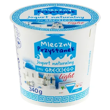 Mleczny Przystanek Light Jogurt naturalny typu greckiego 340 g