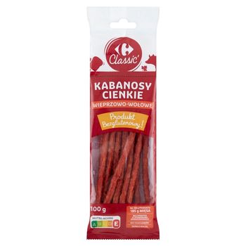 Carrefour Classic Kabanosy cienkie wieprzowo-wołowe 100 g