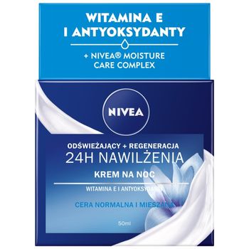 Nivea 24H Nawilżenia Odświeżający krem na noc cera normalna i mieszana 50 ml