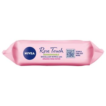 Nivea Rose Touch Micelarne chusteczki do demakijażu z organiczną wodą różaną 25 szt