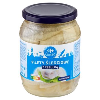 Carrefour Classic Filety śledziowe z cebulką marynowane 650 g