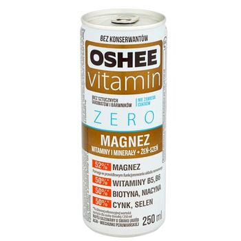 Oshee Vitamin Zero Magnez Napój gazowany o smaku jagód acai miechunki peruwiańskiej 250 ml