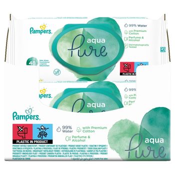 Pampers Aqua Pure Chusteczki nawilżane dla niemowląt 1 opakowania = 48 chusteczek nawilżanych
