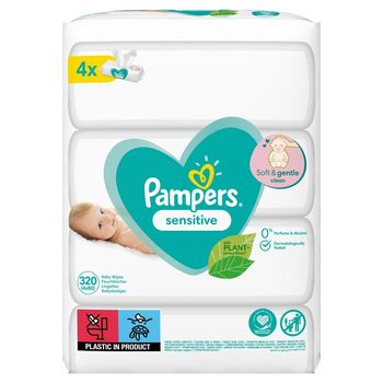 Pampers Sensitive Chusteczki 4 opakowania = 320 chusteczek